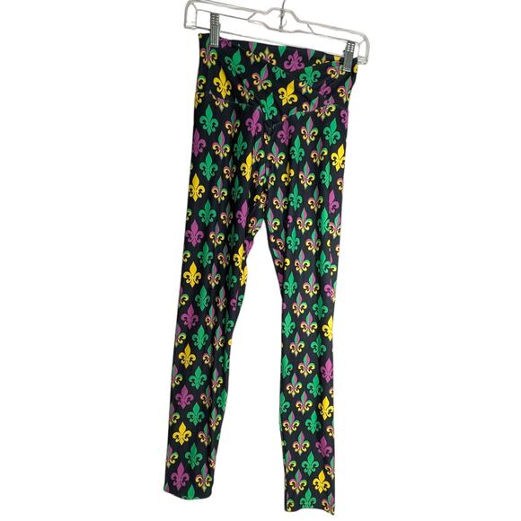 Sissycos Women's Size Medium Soft Leggings Color Carnival Fleur De Lis New - Picture 5 of 5